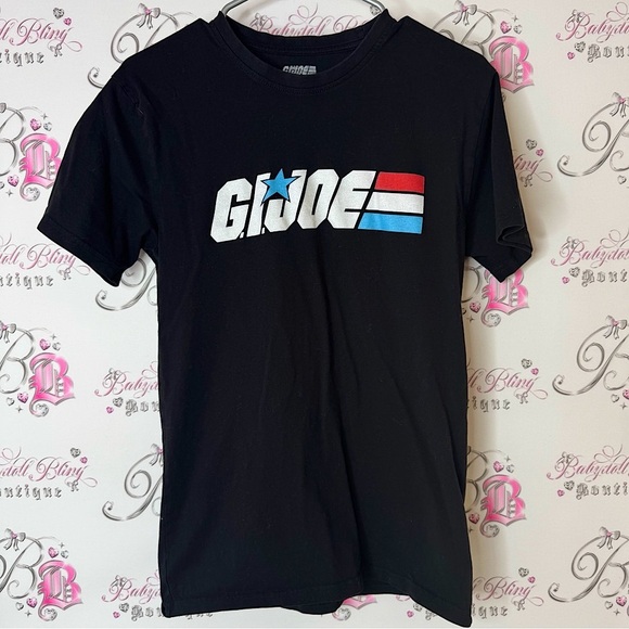 Hasbro Tops - Hasbro G.I. Joe Black Tee tshirt logo graphic stretchy shirt top blue red white